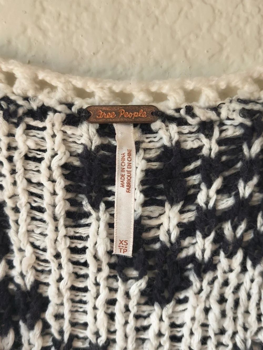 Free People Rosie Cropped Knit Sweater Vest with Black and White Floral Pattern